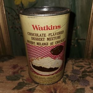 Collectible Old Cardboard Paper Watkins Chocolate Dessert Can Empty for Display